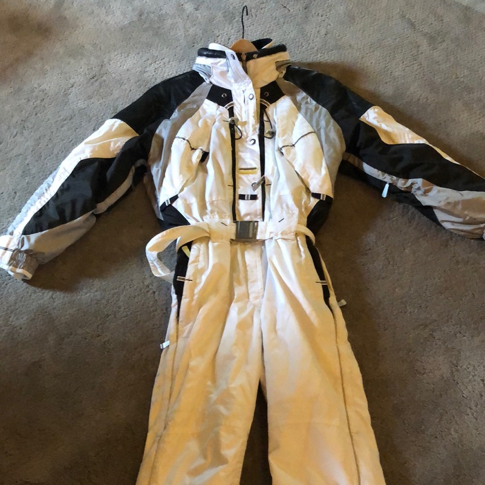 White one piece ski suit